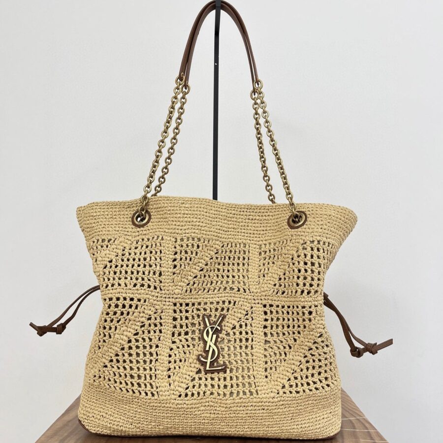 YSL Jamie Lucky Bag Beige Brown Raffia 339402 | Studio Nafay