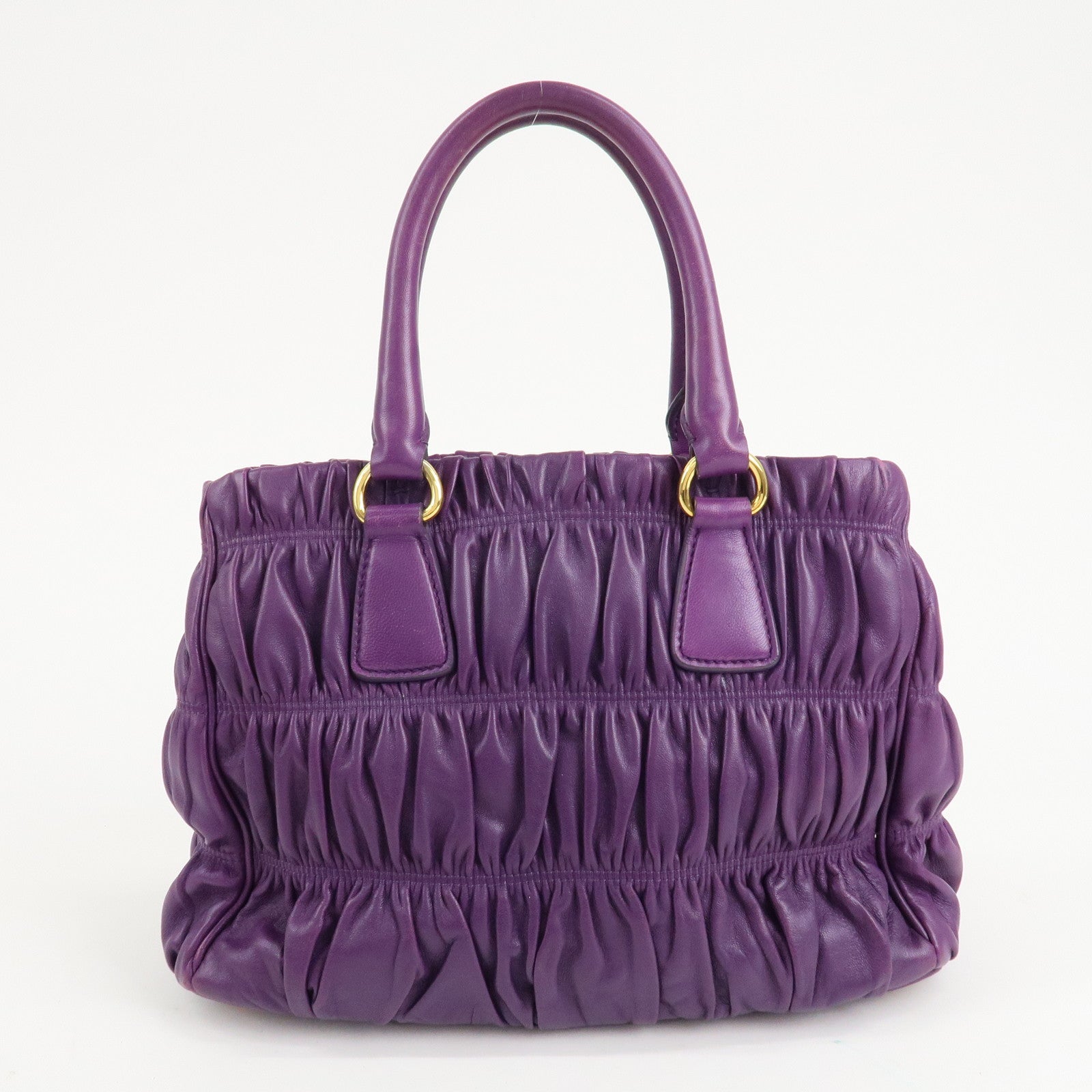 P Leather Gathered Hand mano Morado Dorado Herrajes