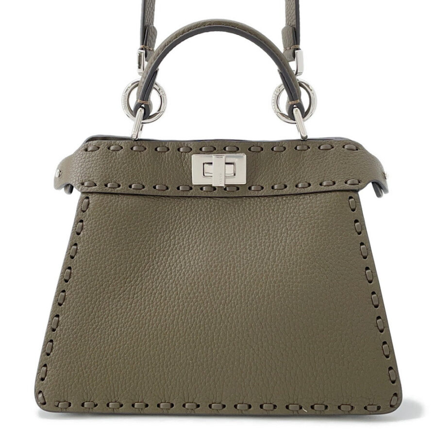 FENDI Peekaboo Selleria I see you Khaki8BN335 Leather Size Petit | Studio Nafay
