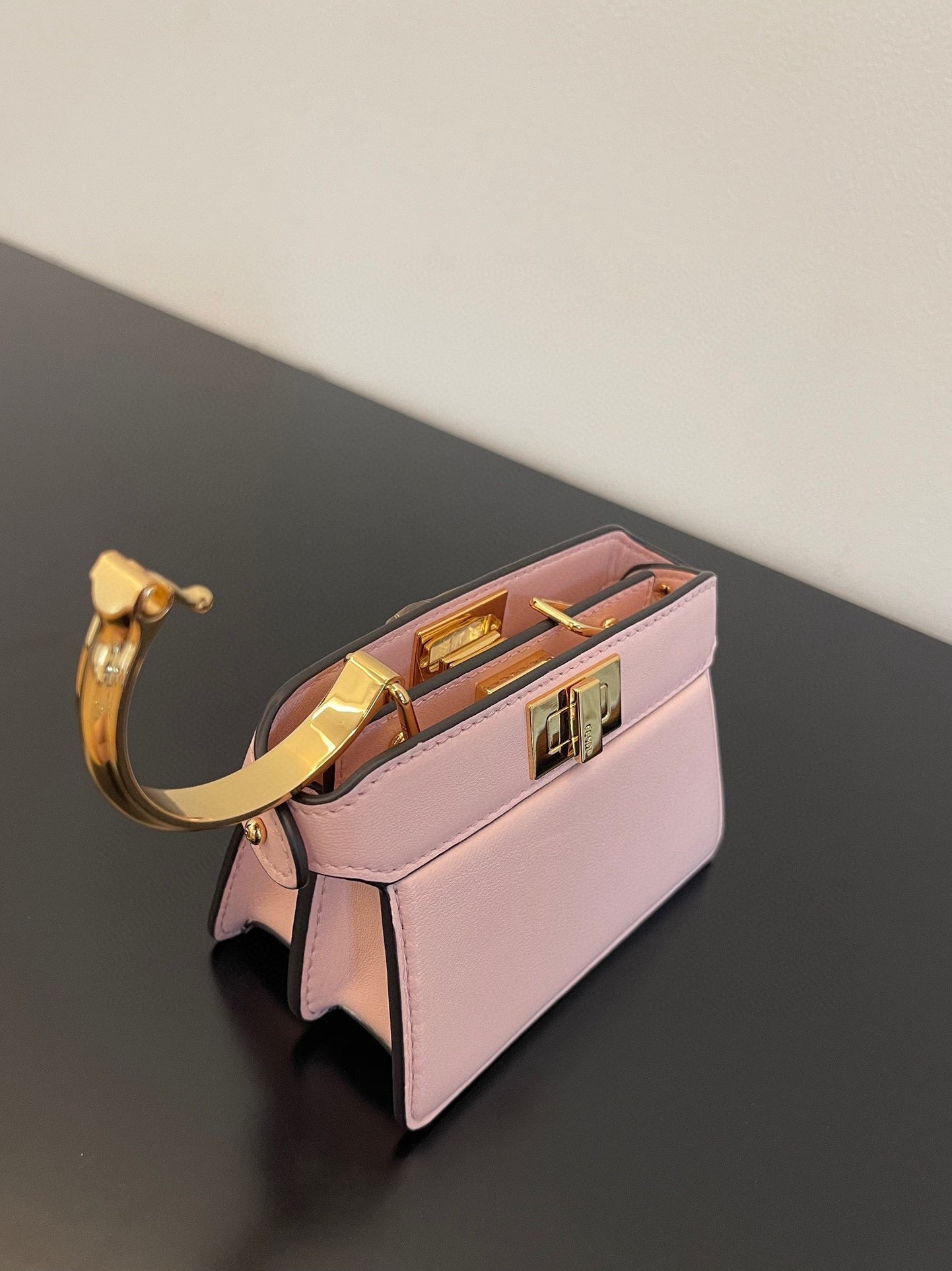 Fendi Peekaboo Iseeu Micro 12 BAG IN Light PINK Calfskin WITH GOLD …