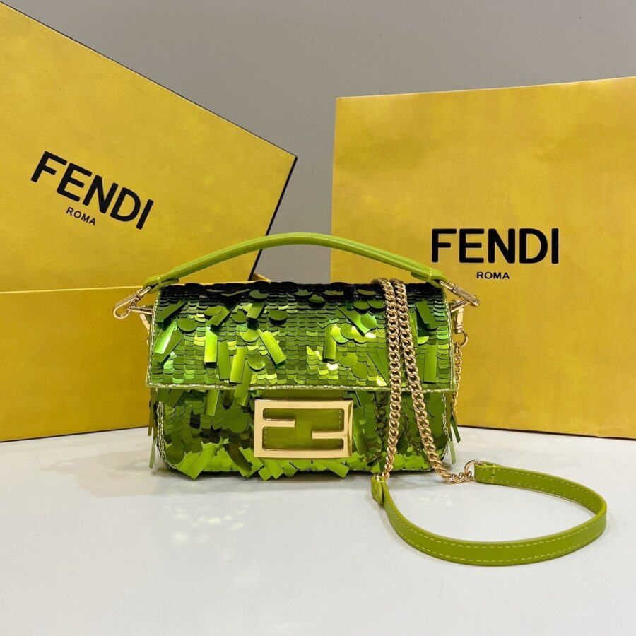 Fendi Baguette gold bag – front view
