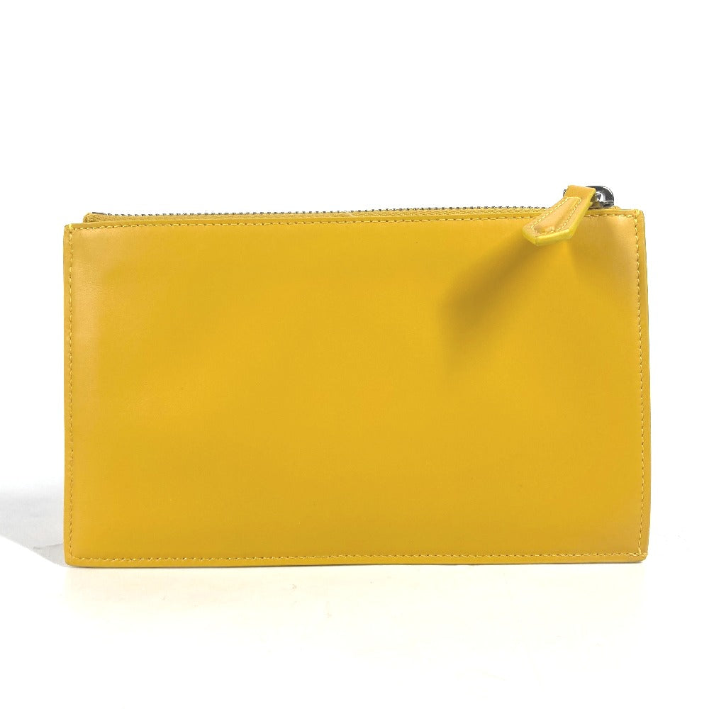 Fendi Clutch Bag Leather Yellow Bag Logo FF Logo Pouch Bucket Women