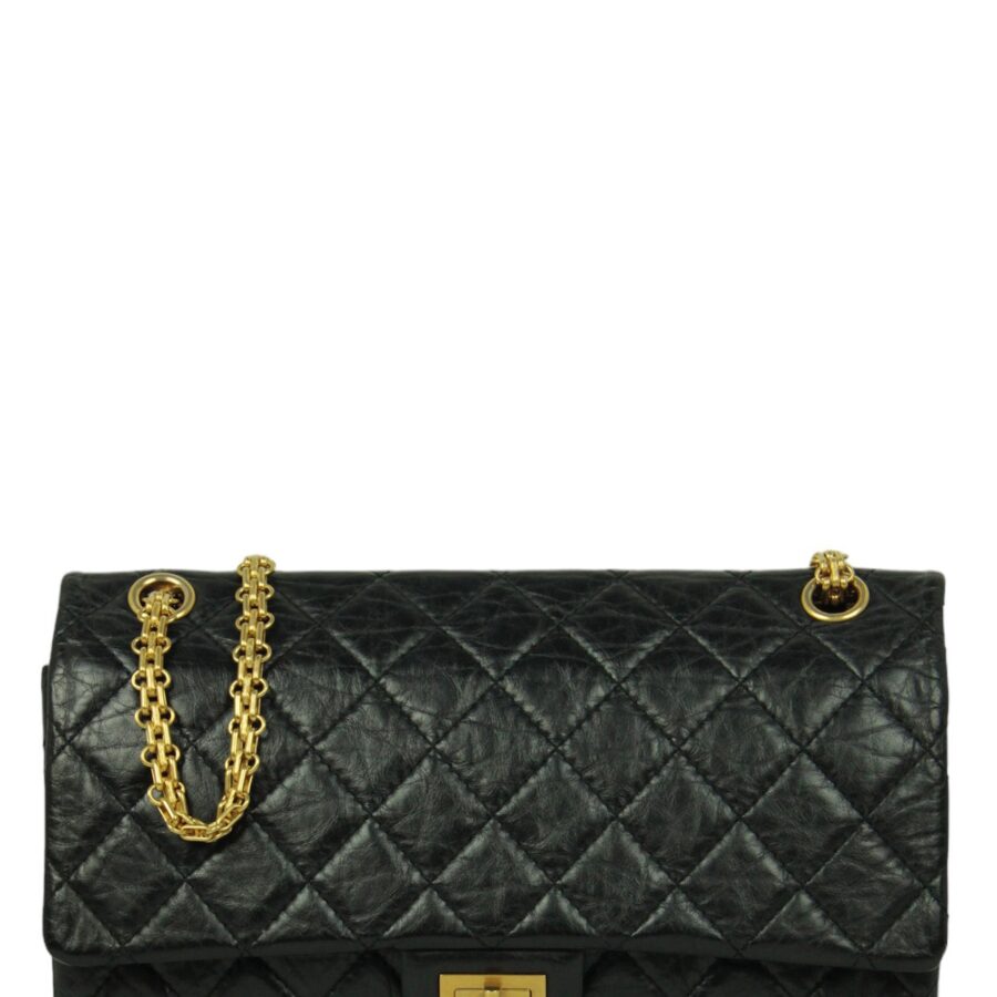 Chanel 2.55 black bag – front view