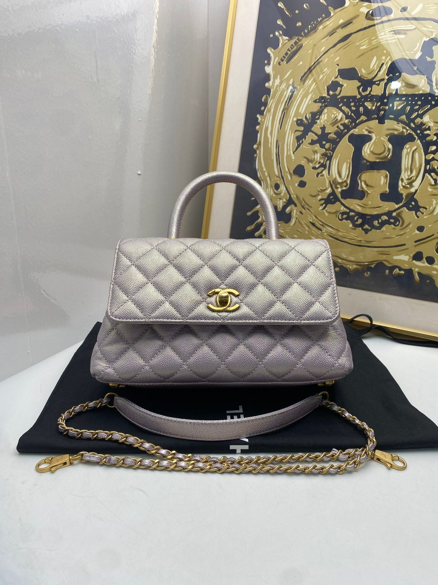 Chanel Coco Handle purple bag – front view