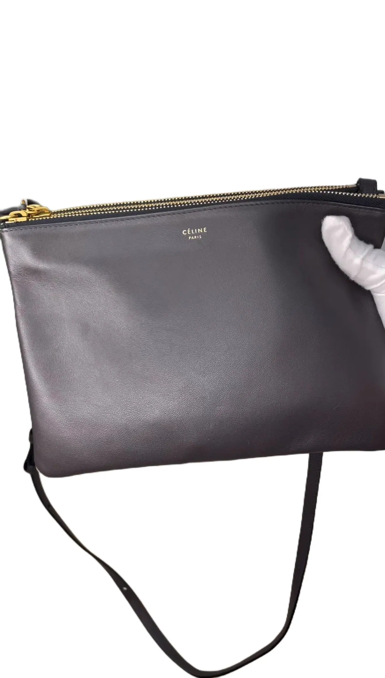 Trio Leather Crossbody Bag Celine Navy TT 0039