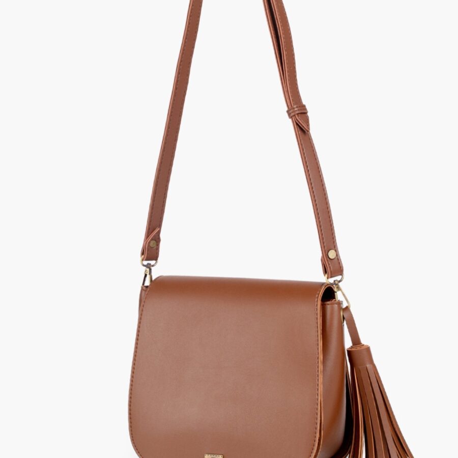 Brown foldover saddle bag | Studio Nafay