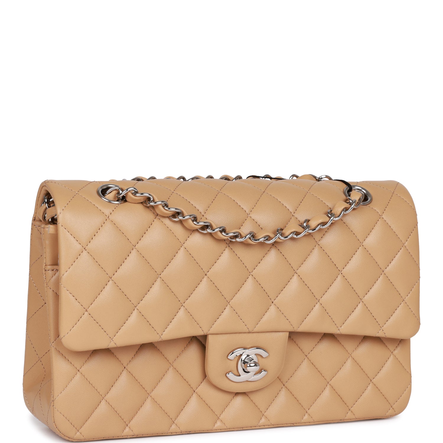 Medium Classic Double Sac de Voyage Rabats Sac Beige