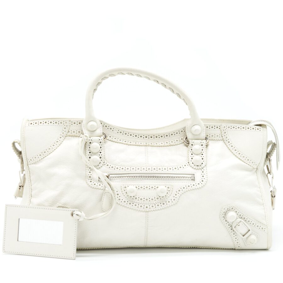 Balenciaga City white bag – front view