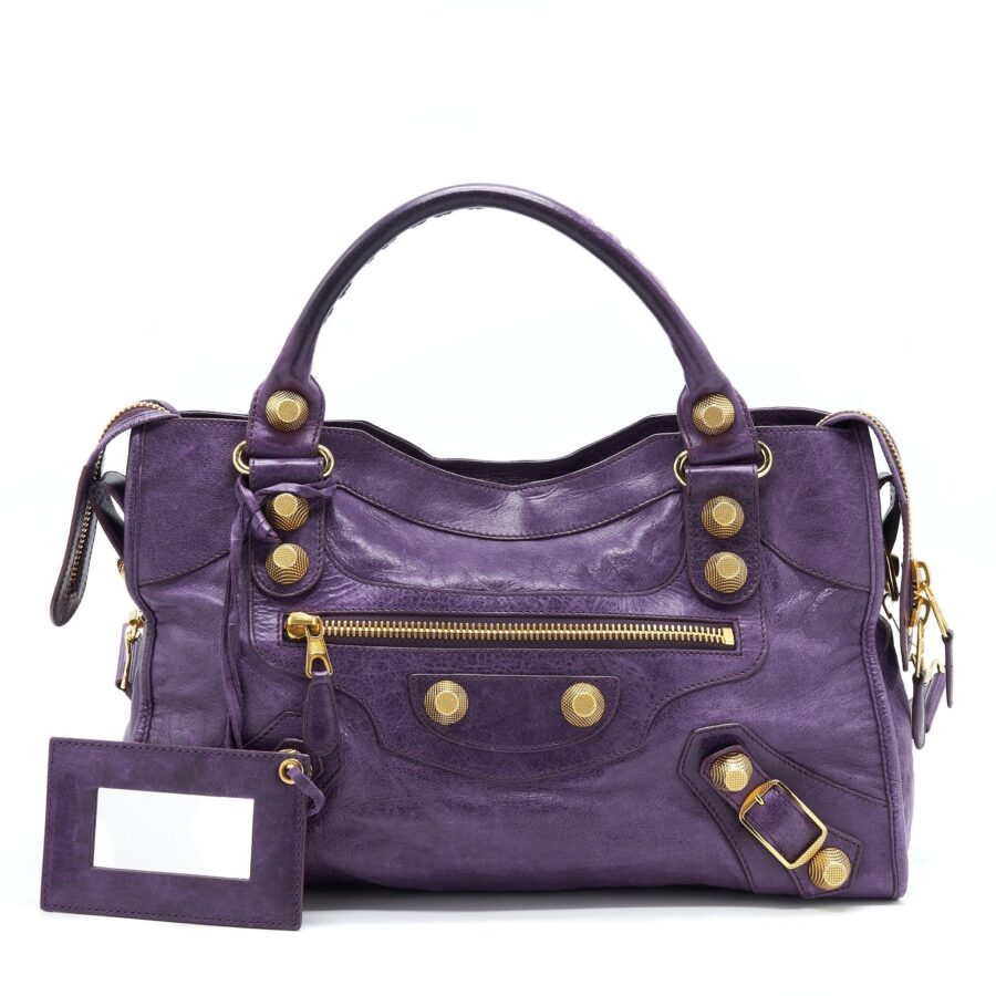 Balenciaga City purple bag – front view