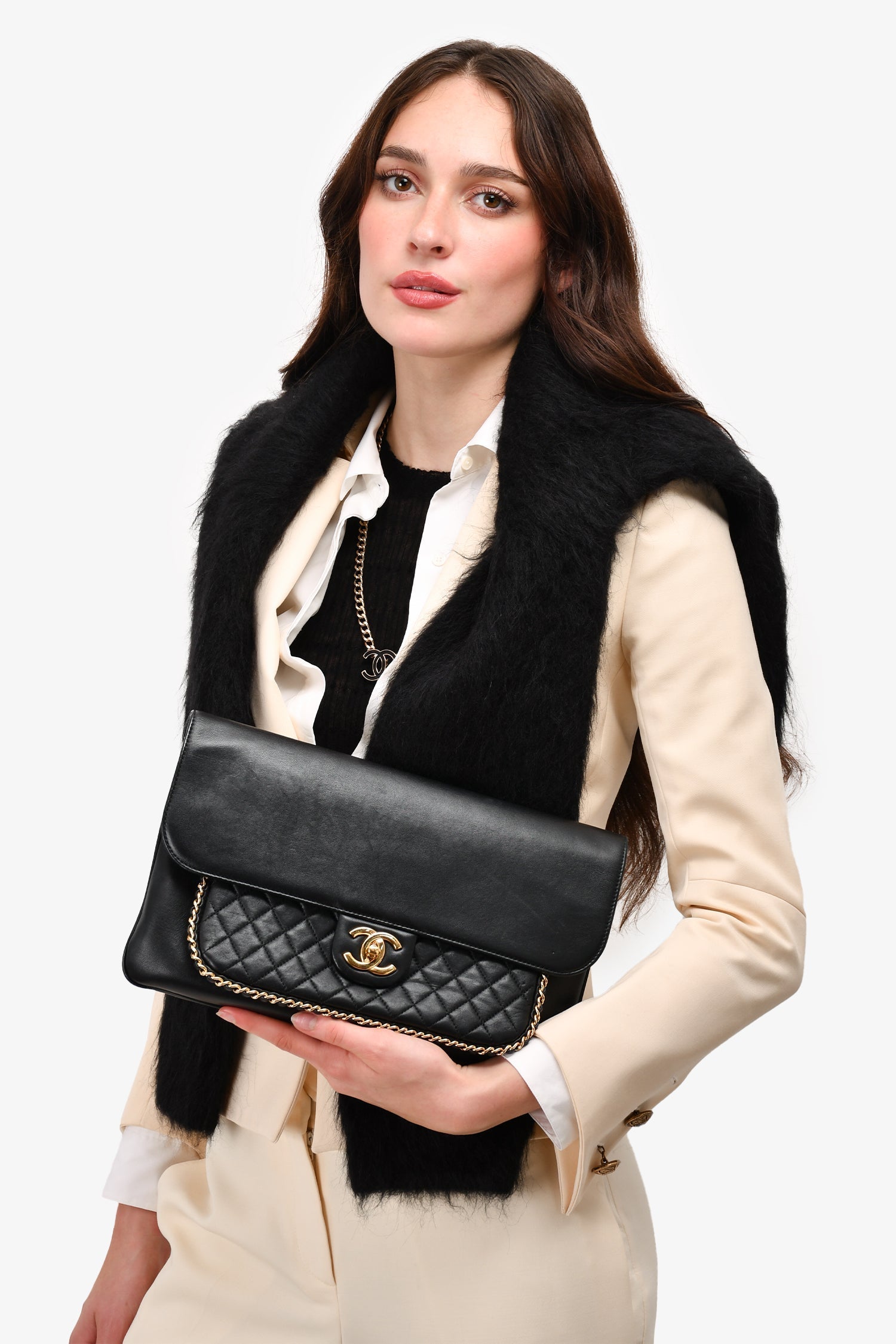 Chanel Clutch black bag – front view