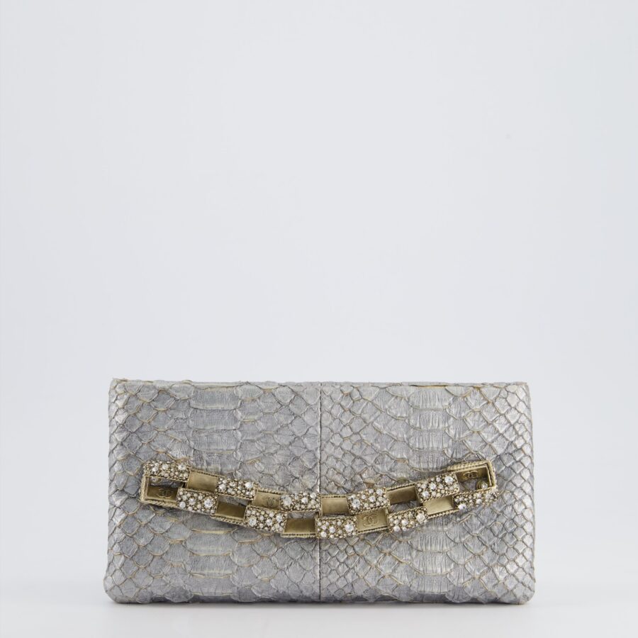 Chanel Clutch silver bag – front view