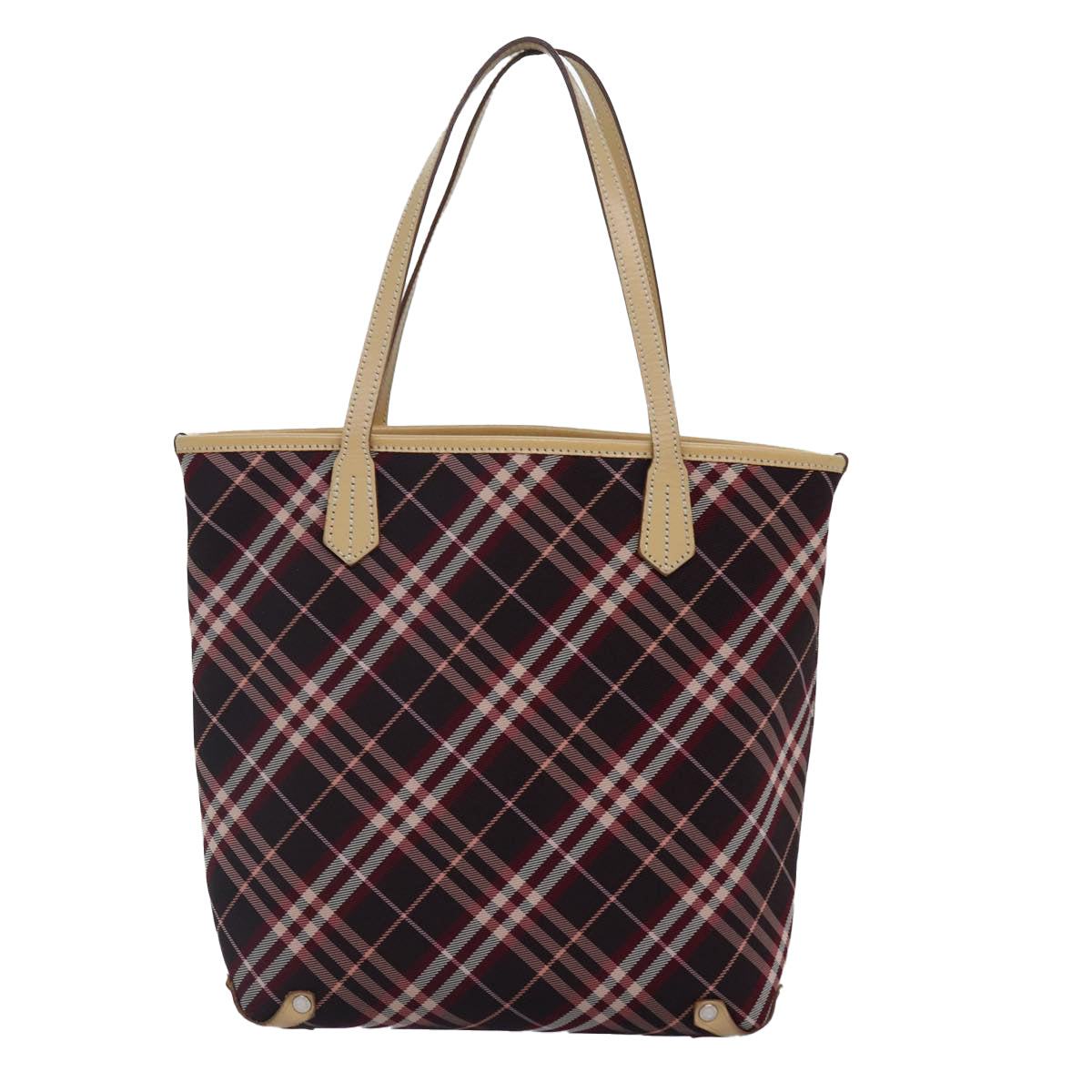B Nova Check Blue carreaux Bleu Label Cabas Sac Toile Rouge