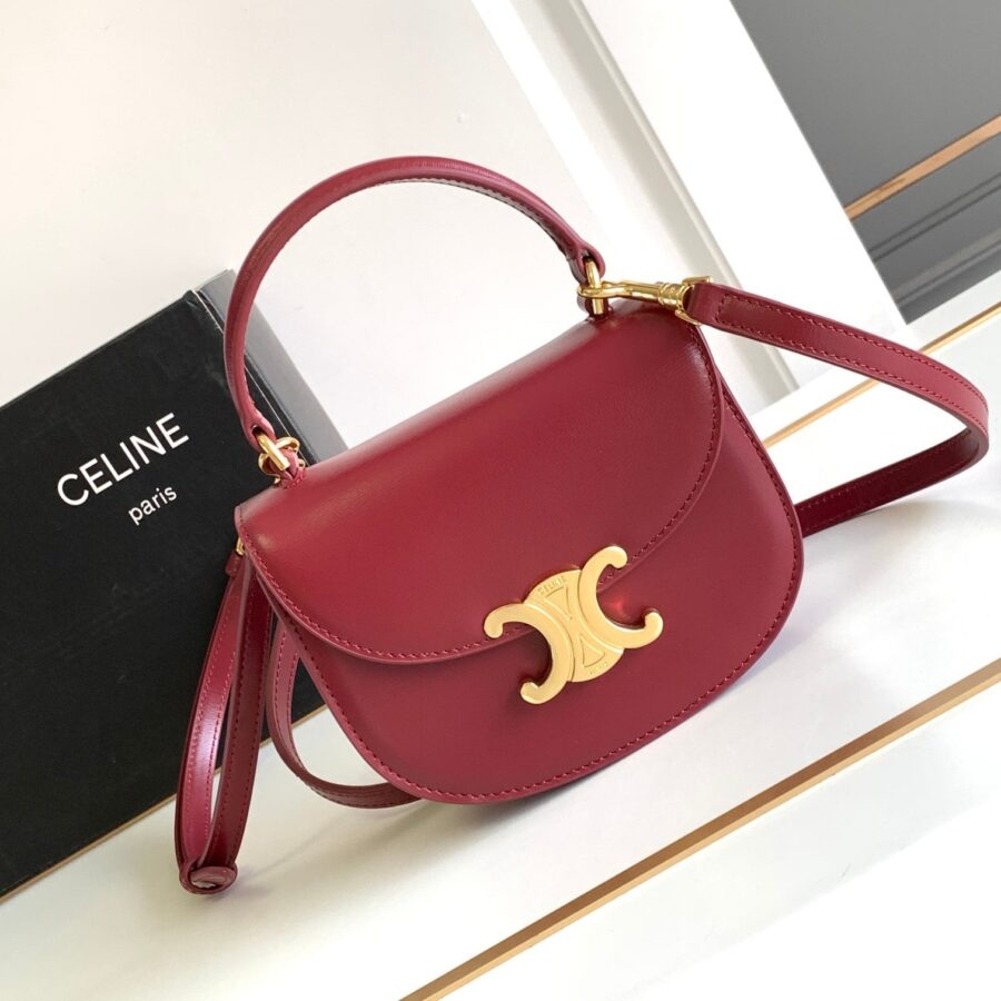 Celine Triomphe red bag – front view